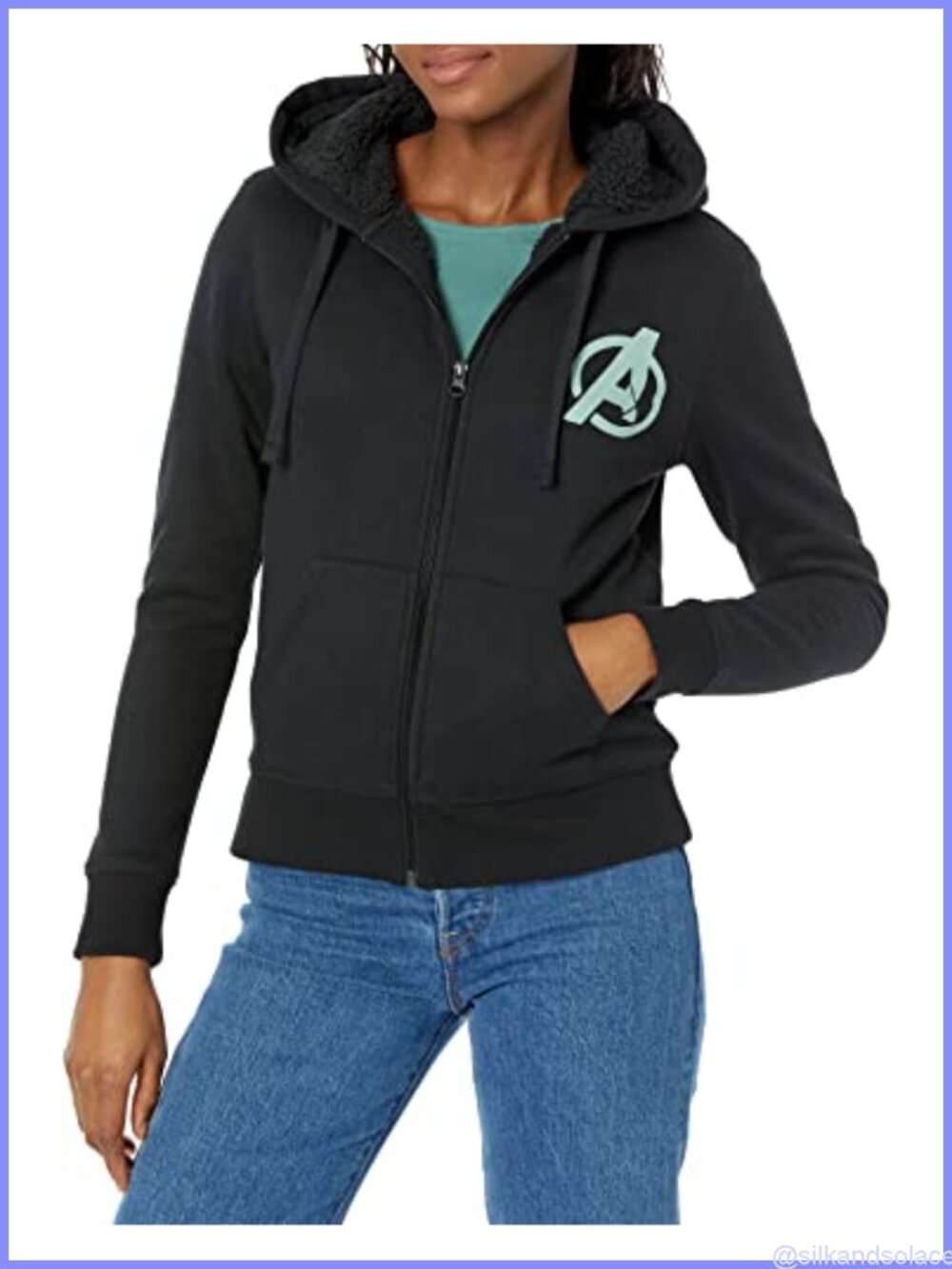 Sherpa-Lined Full-Zip Hooded Sweatshirt Fleece Hoodie